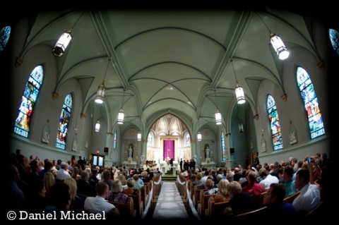 photo of church during ceremony